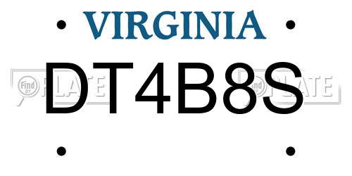 DT4B8S Virginia License Plate