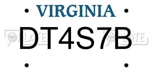 DT4S7B Virginia License Plate