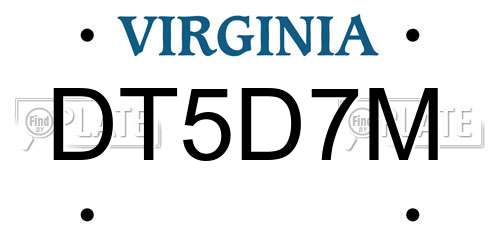 DT5D7M Virginia License Plate