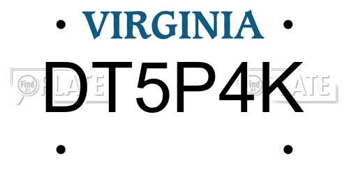 DT5P4K Virginia License Plate