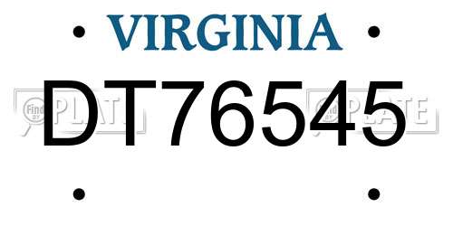 DT76545 Virginia License Plate