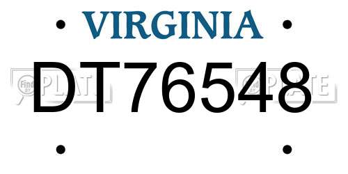 DT76548 Virginia License Plate