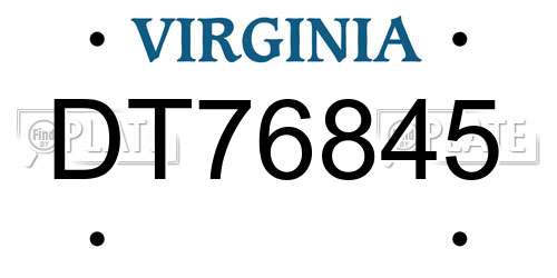DT76845 Virginia License Plate