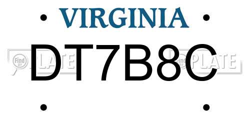 DT7B8C Virginia License Plate