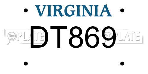 DT869 Virginia License Plate