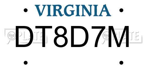 DT8D7M Virginia License Plate