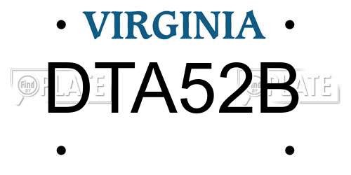 DTA52B Virginia License Plate