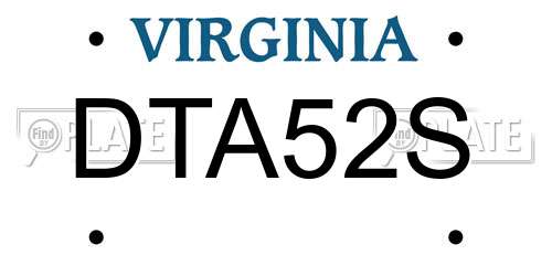 DTA52S Virginia License Plate