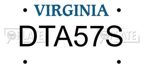 DTA57S Virginia License Plate