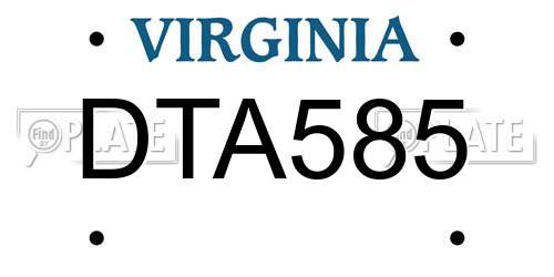 DTA585 Virginia License Plate