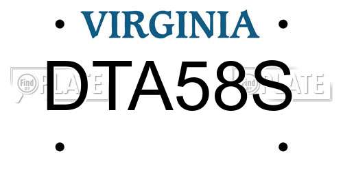 DTA58S Virginia License Plate