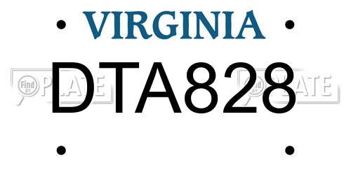 DTA828 Virginia License Plate