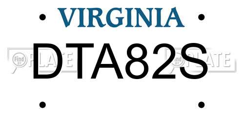 DTA82S Virginia License Plate