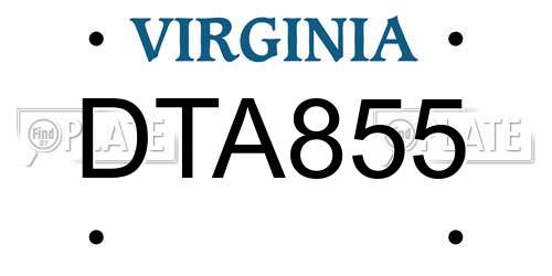 DTA855 Virginia License Plate