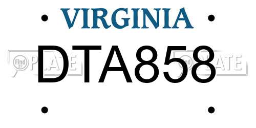 DTA858 Virginia License Plate