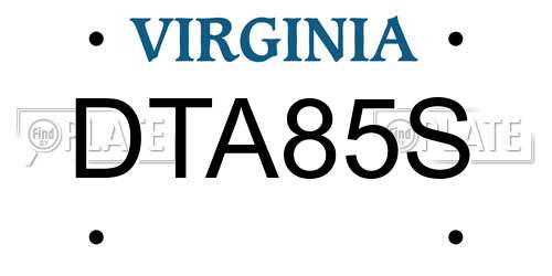 DTA85S Virginia License Plate
