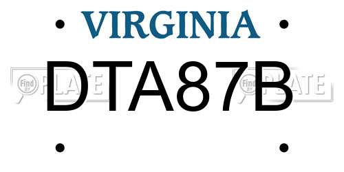 DTA87B Virginia License Plate