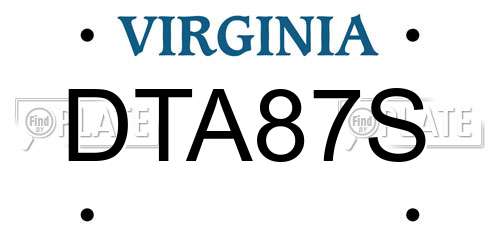 DTA87S Virginia License Plate