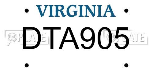 DTA905 Virginia License Plate