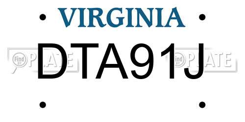 DTA91J Virginia License Plate