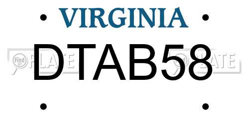 DTAB58 Virginia License Plate