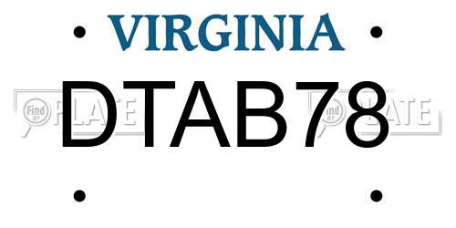 DTAB78 Virginia License Plate