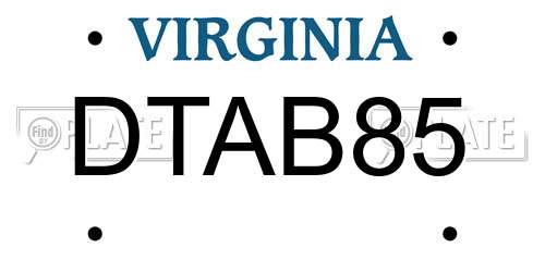 DTAB85 Virginia License Plate