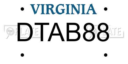 DTAB88 Virginia License Plate