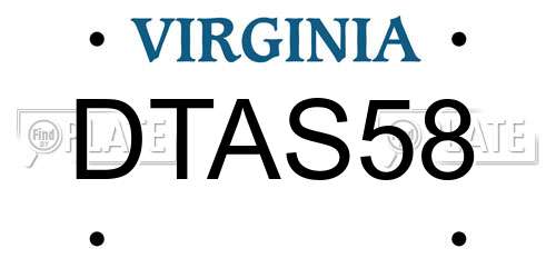 DTAS58 Virginia License Plate