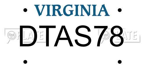 DTAS78 Virginia License Plate