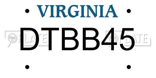 DTBB45 Virginia License Plate