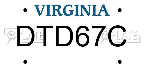 DTD67C Virginia License Plate