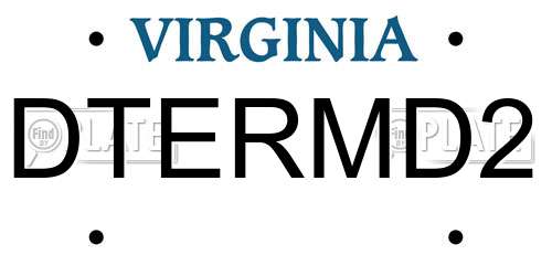 DTERMD2 Virginia License Plate