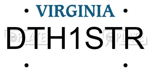 DTH1STR Virginia License Plate