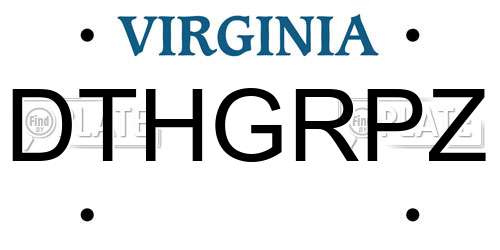 DTHGRPZ Virginia License Plate