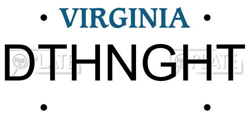 DTHNGHT Virginia License Plate