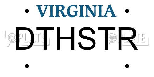 DTHSTR Virginia License Plate