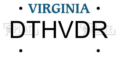 DTHVDR Virginia License Plate