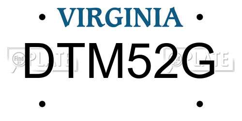 DTM52G Virginia License Plate