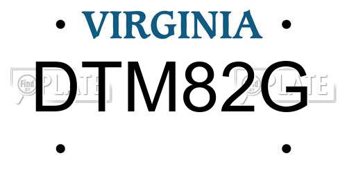 DTM82G Virginia License Plate