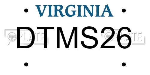 DTMS26 Virginia License Plate