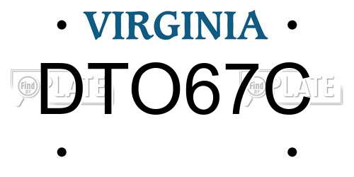 DTO67C Virginia License Plate