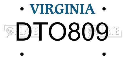 DTO809 Virginia License Plate