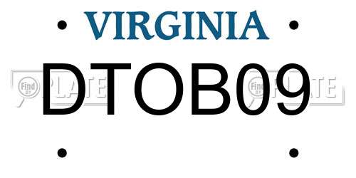 DTOB09 Virginia License Plate