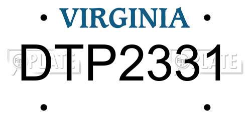 DTP2331 Virginia License Plate