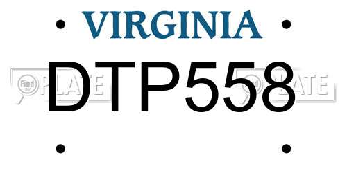 DTP558 Virginia License Plate