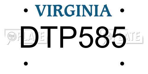 DTP585 Virginia License Plate