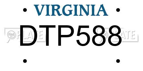 DTP588 Virginia License Plate