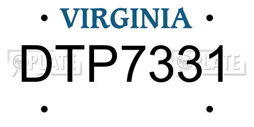 DTP7331 Virginia License Plate
