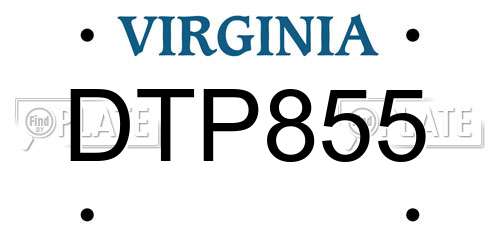 DTP855 Virginia License Plate